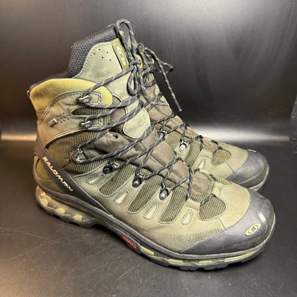 Salomon Quest 4D GoreTex Hiking Boots Mens Olive Green Trail Walking Shoes  US 14 - Main Image
